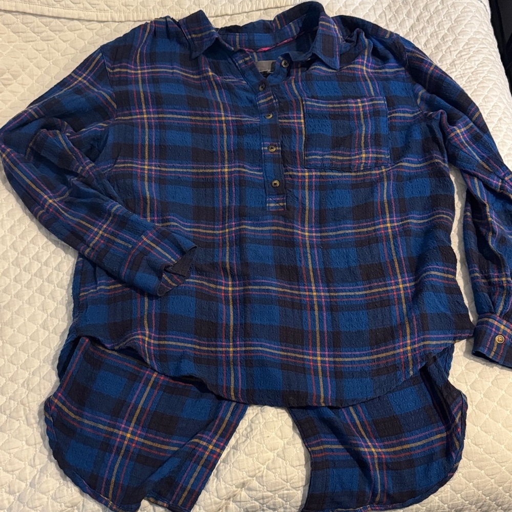 Anthropologie  Plaid top Blue and Purple